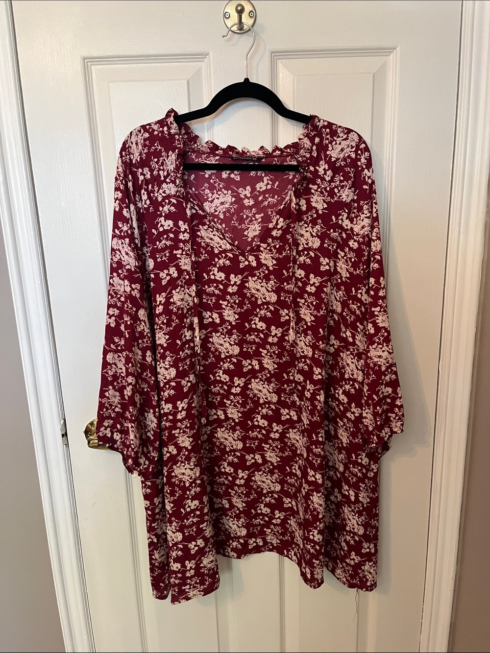 BloomChic Burgundy and Cream Floral Tunic